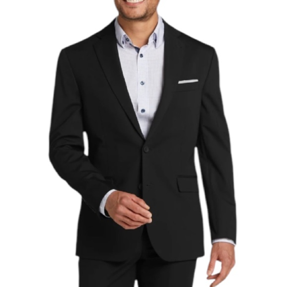 Kenneth Cole Awearness black slim fit wool stretch blazer suit jacket size 36R